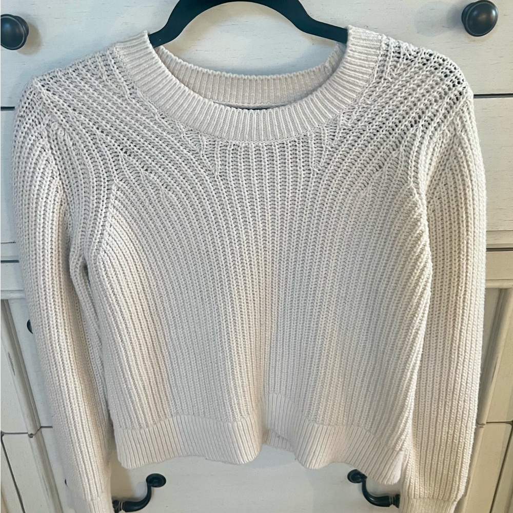 Banana Republic Factory Ivory Knit Crew Neck Sweater